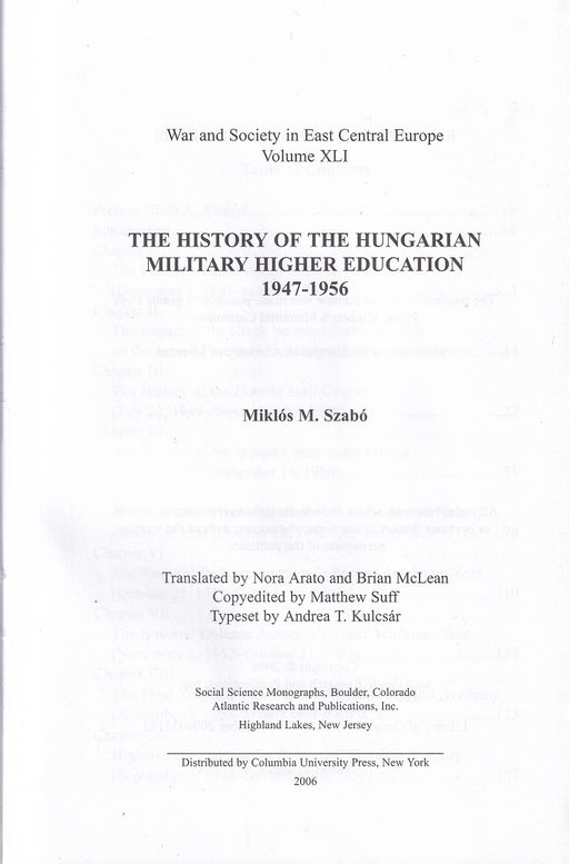 The History of the Hungarian Military Higher Education 1947-1956