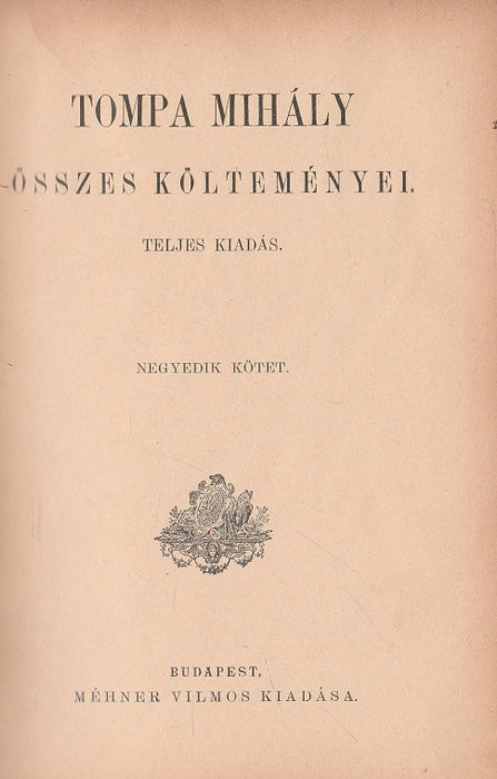 Tompa Mihály összes költeményei II-IV.
