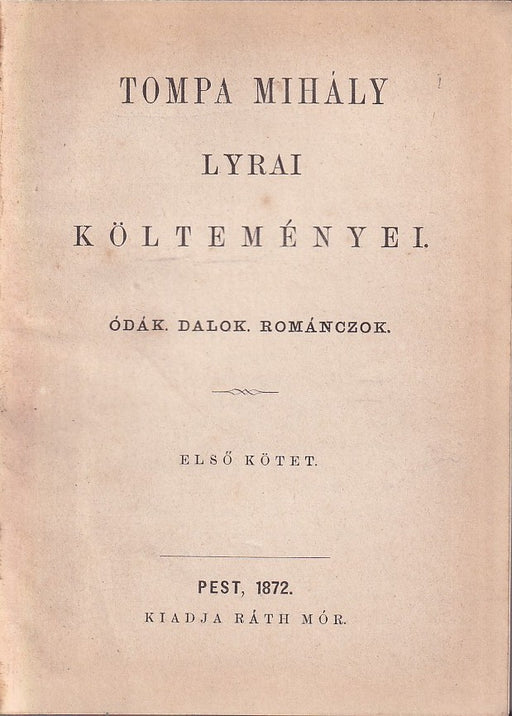 Tompa Mihály összegyűjtött költeményei I-VI.