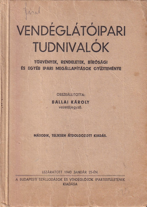 Vendéglátóipari tudnivalók