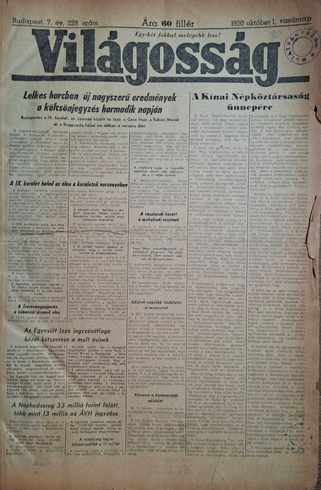 Világosság VII. évfolyam 229-301. szám 1950