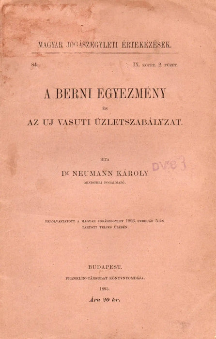 A berni egyezmény és az új vasúti üzletszabályzat - Oskola Antikvárium
