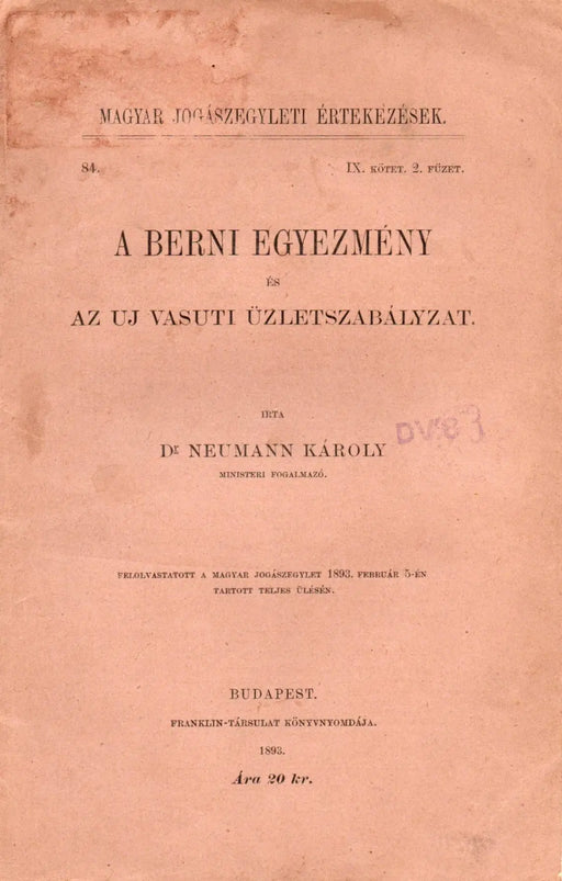 A berni egyezmény és az új vasúti üzletszabályzat - Oskola Antikvárium
