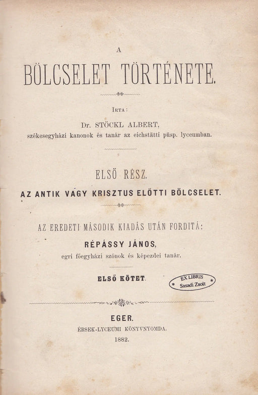 A bölcselet története I. - Oskola Antikvárium