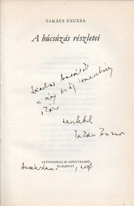 A búcsúzás részletei - Oskola Antikvárium