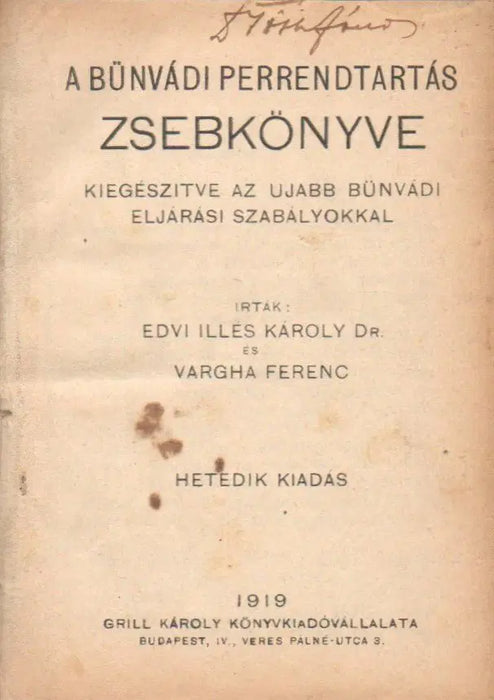 A bűnvádi perrendtartás zsebkönyve - Oskola Antikvárium