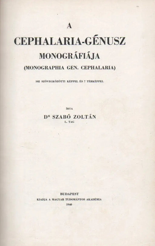 A Cephalaria - génusz monográfiája - Oskola Antikvárium