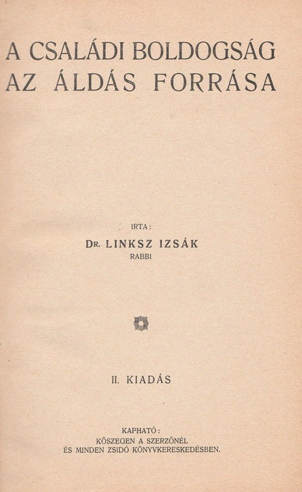A családi boldogság az áldás forrása - Oskola Antikvárium