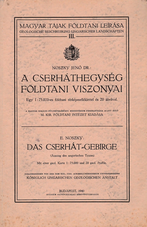 A cserháti hegység földtani viszonyai - Das Cserhát - Gebirge - Oskola Antikvárium