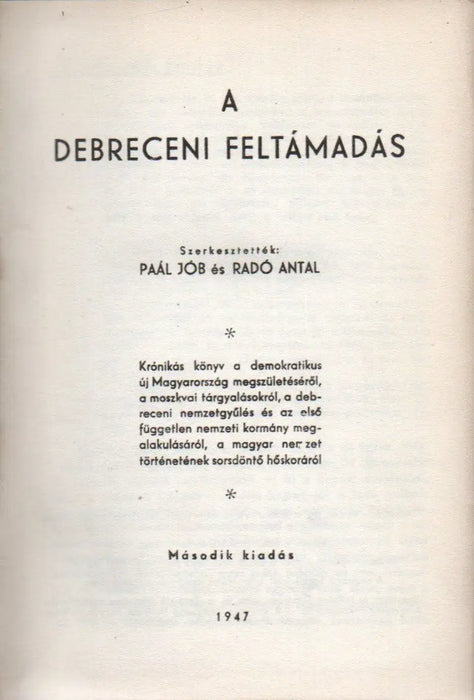 A debreceni feltámadás - Oskola Antikvárium