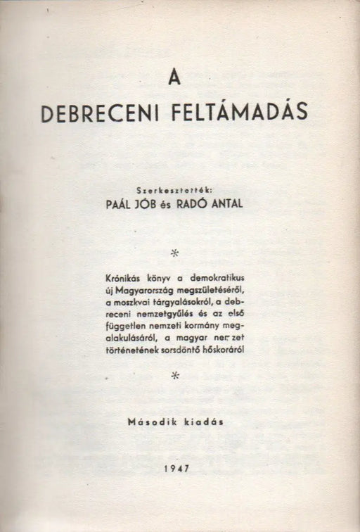A debreceni feltámadás - Oskola Antikvárium