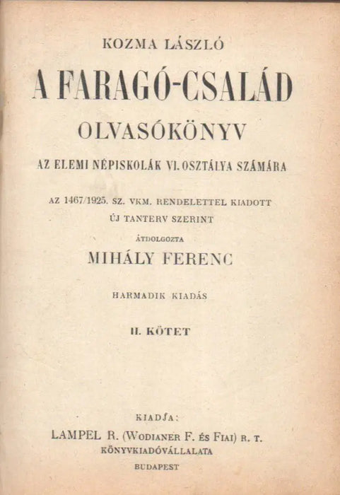 A Faragó - család I - II. - Oskola Antikvárium