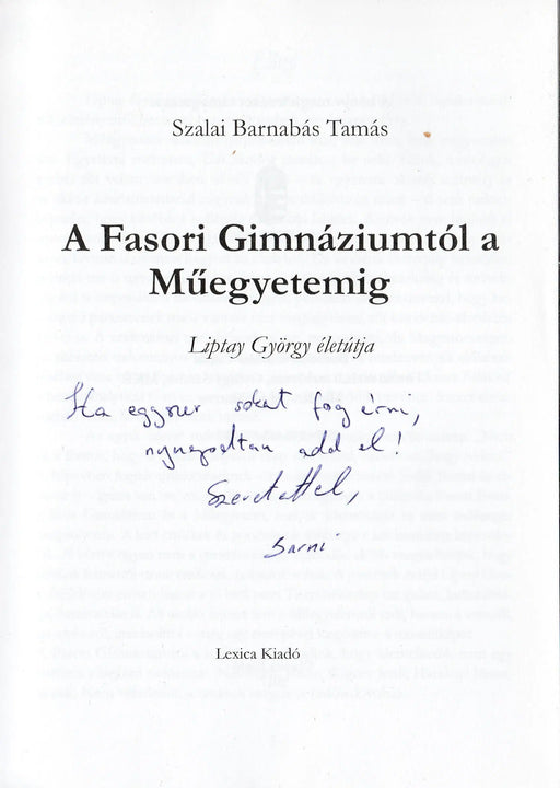 A Fasori Gimnáziumtól a Műegyetemig - Oskola Antikvárium