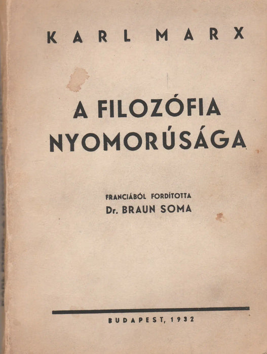 A filozófia nyomorúsága - Oskola Antikvárium