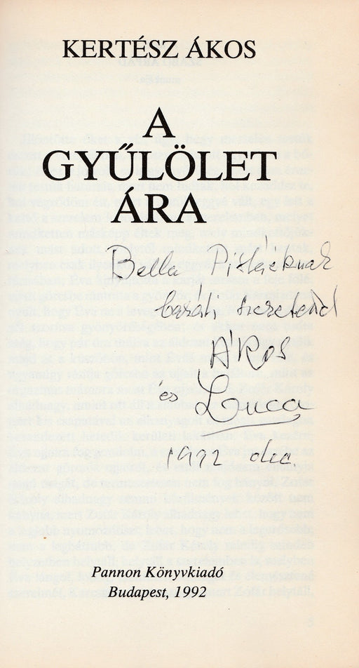 A gyűlölet ára - Oskola Antikvárium