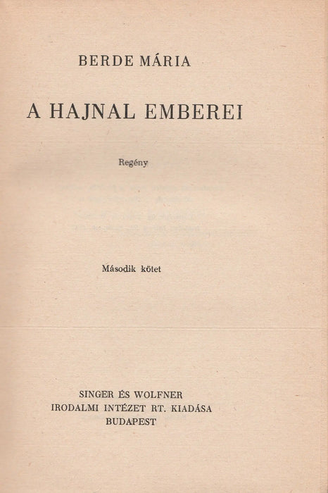 A hajnal emberei I - II. - Oskola Antikvárium