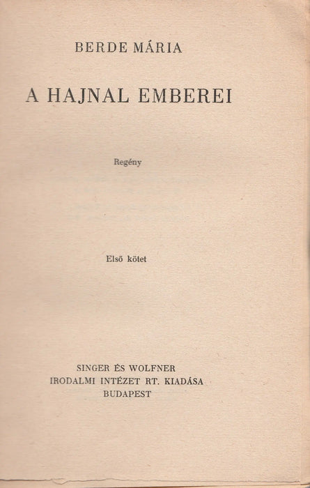 A hajnal emberei I - II. - Oskola Antikvárium