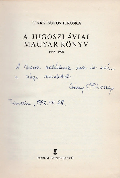 A jugoszláviai magyar könyv - Oskola Antikvárium