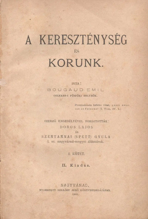 A kereszténység és korunk I. - Oskola Antikvárium