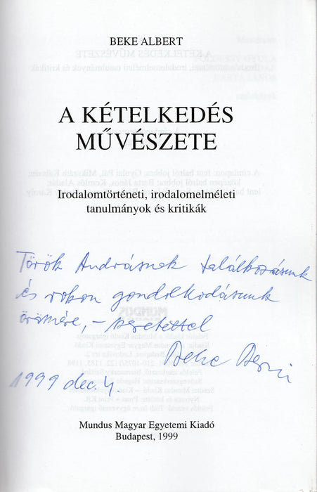 A kételkedés művészete - Oskola Antikvárium