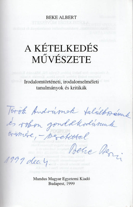 A kételkedés művészete - Oskola Antikvárium
