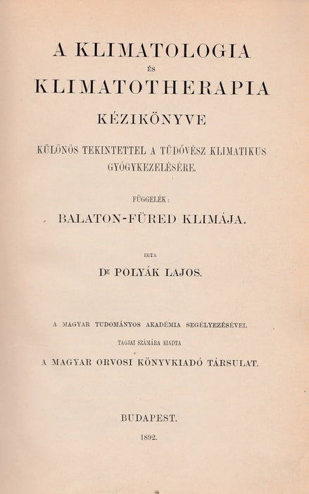 A klimatologia és klimatotherapia kézikönyve - Oskola Antikvárium