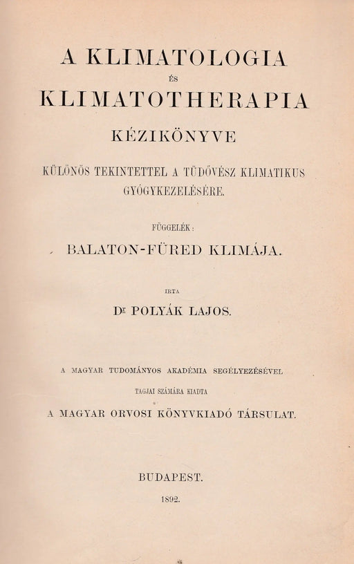 A klimatologia és klimatotherapia kézikönyve - Oskola Antikvárium