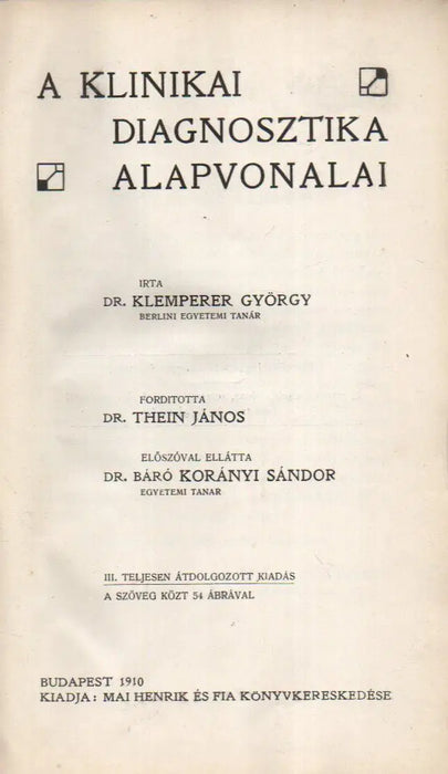 A klinikai diagnosztika alapvonalai - Oskola Antikvárium