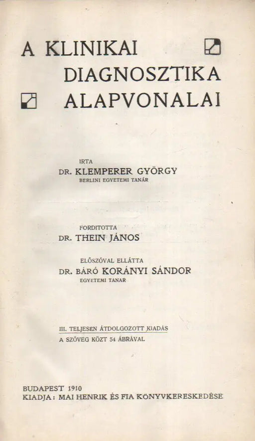 A klinikai diagnosztika alapvonalai - Oskola Antikvárium
