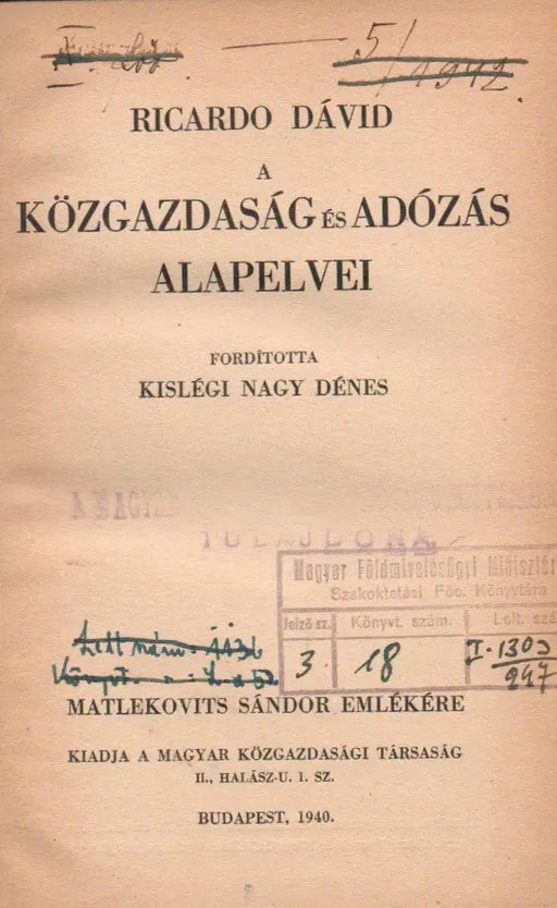 A közgazdaság és az adózás alapelvei - Oskola Antikvárium