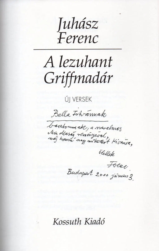 A lezuhant Griffmadár - új versek - Oskola Antikvárium