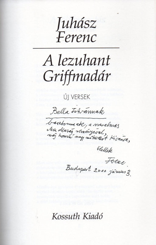 A lezuhant Griffmadár - új versek - Oskola Antikvárium