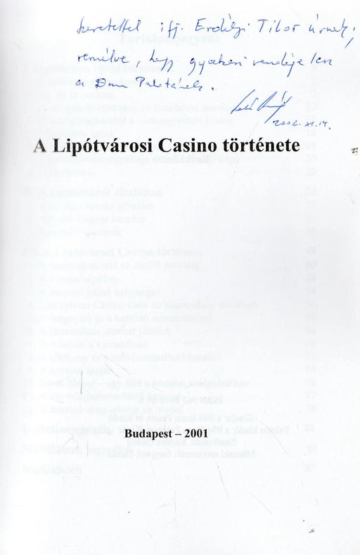 A Lipótvárosi Casino története - Oskola Antikvárium