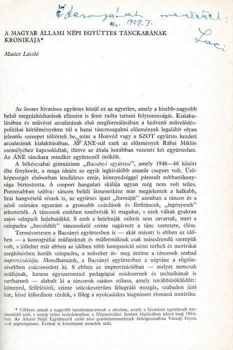 A Magyar Állami Népi Együttes tánckarának krónikája - Oskola Antikvárium