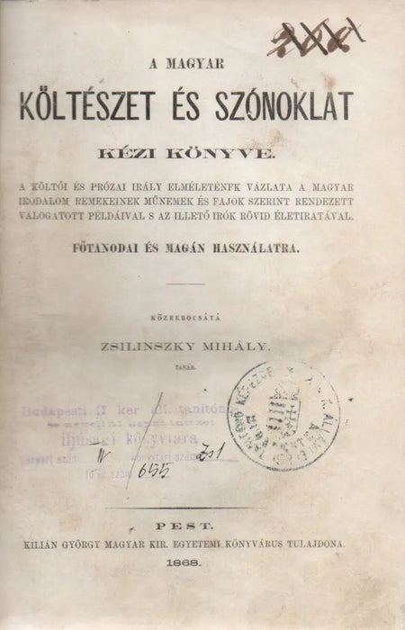 A magyar költészet és szónoklat kézi könyve - Oskola Antikvárium