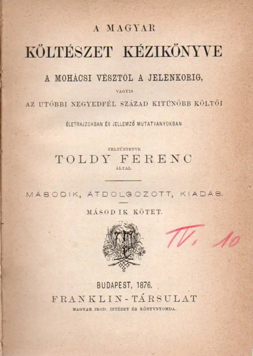 A magyar költészet kézikönyve a mohácsi vésztől a jelenkorig II. - Oskola Antikvárium