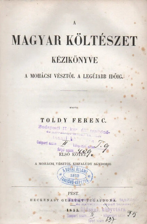 A magyar költészet kézikönyve a mohácsi vésztől a legújabb időig I - II. - Oskola Antikvárium