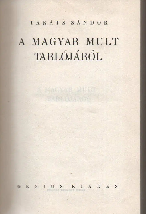 A magyar mult tarlójáról - Oskola Antikvárium