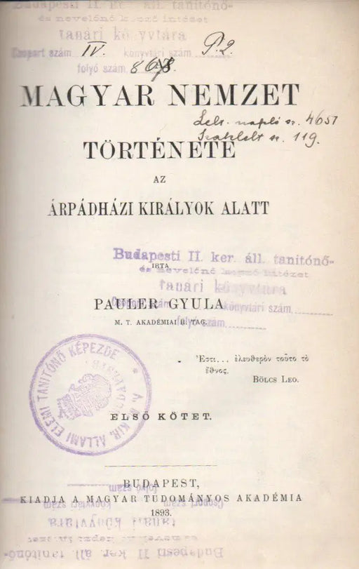 A magyar nemzet története az Árpádházi királyok alatt I - II. - Oskola Antikvárium