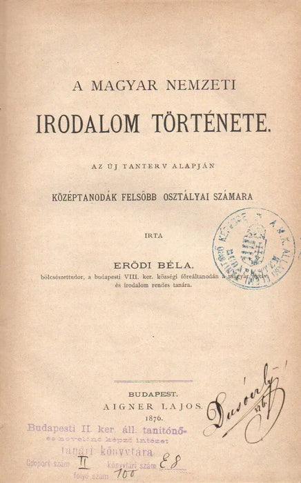 A magyar nemzeti irodalom története - Oskola Antikvárium