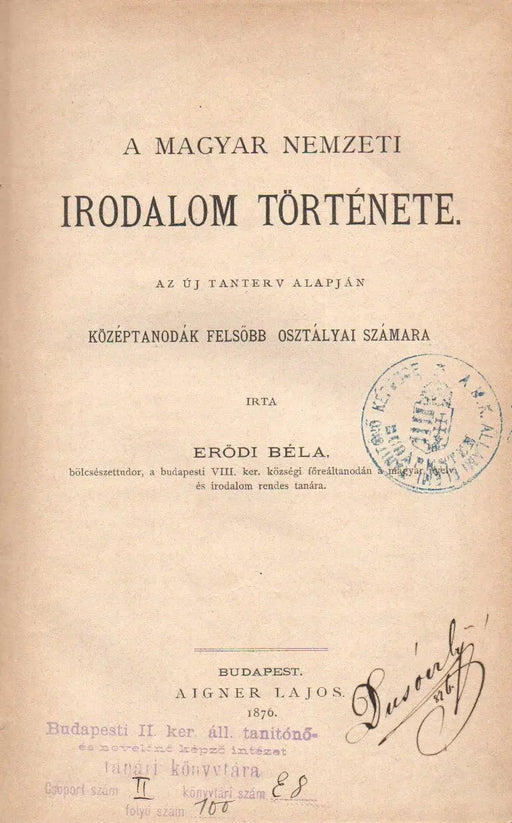 A magyar nemzeti irodalom története - Oskola Antikvárium