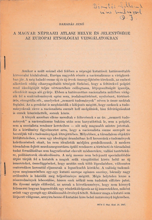 A magyar néprajzi atlasz helye és jelentősége az európai etnológiai vizsgálatokban - Oskola Antikvárium
