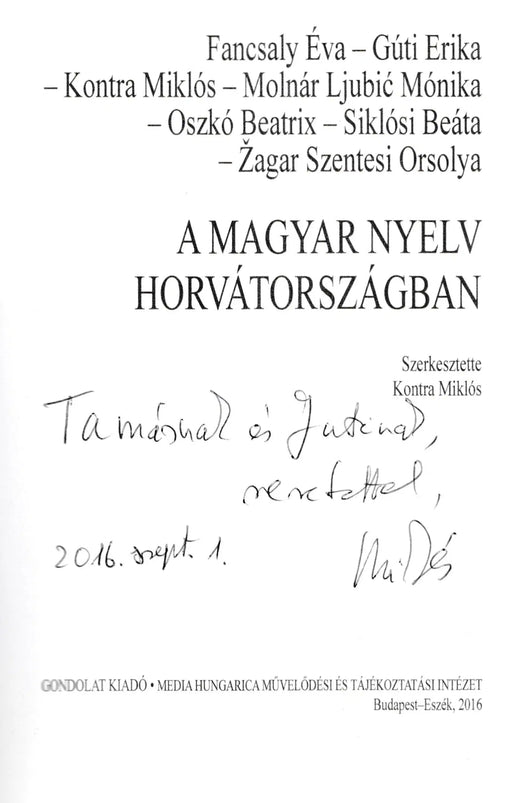 A magyar nyelv Horvátországban - Oskola Antikvárium