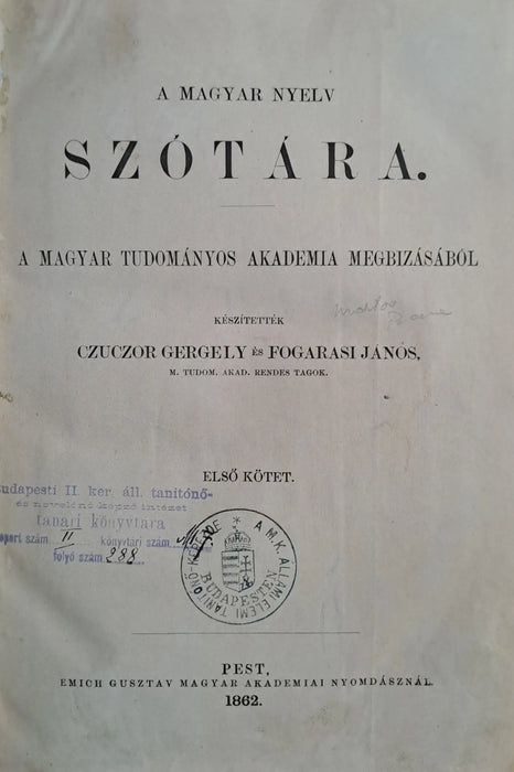 A magyar nyelv szótára I - VI. - Oskola Antikvárium
