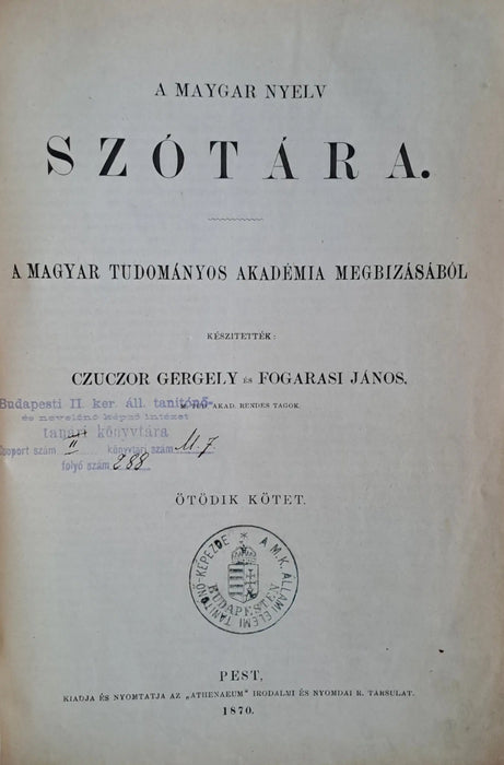 A magyar nyelv szótára I - VI. - Oskola Antikvárium