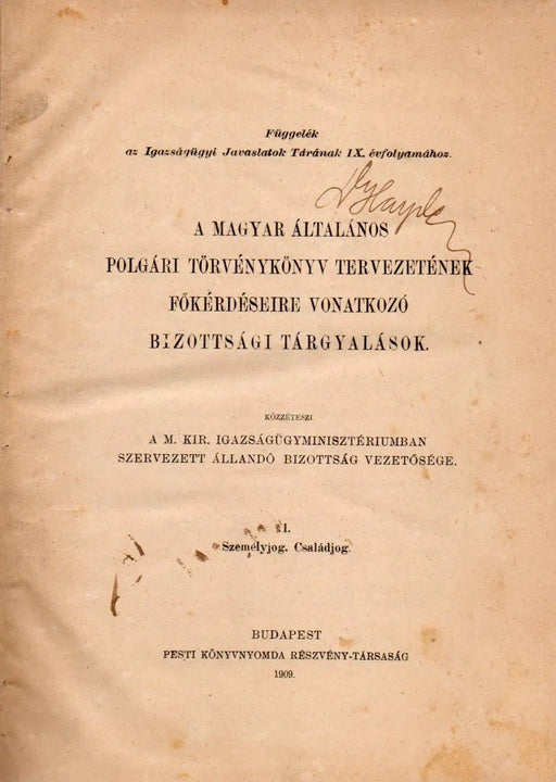 A magyar polgári törvénykönyv tervezete - Oskola Antikvárium