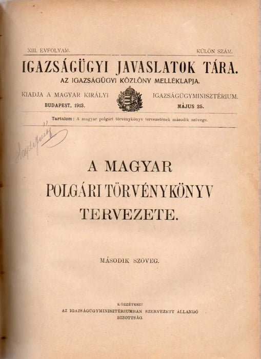 A magyar polgári törvénykönyv tervezete - Oskola Antikvárium