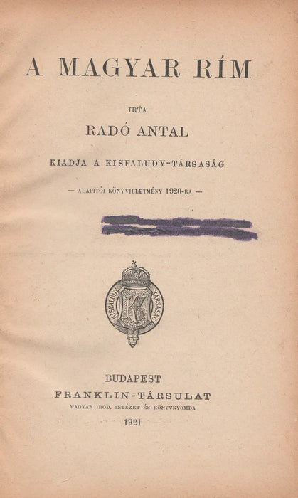 A magyar rím - Oskola Antikvárium