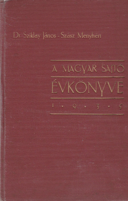 A Magyar Sajtó évkönyve 1935 - Oskola Antikvárium