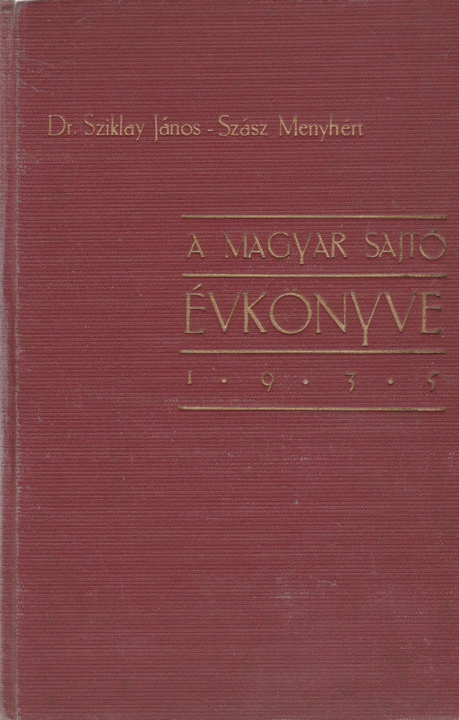 A Magyar Sajtó évkönyve 1935 - Oskola Antikvárium